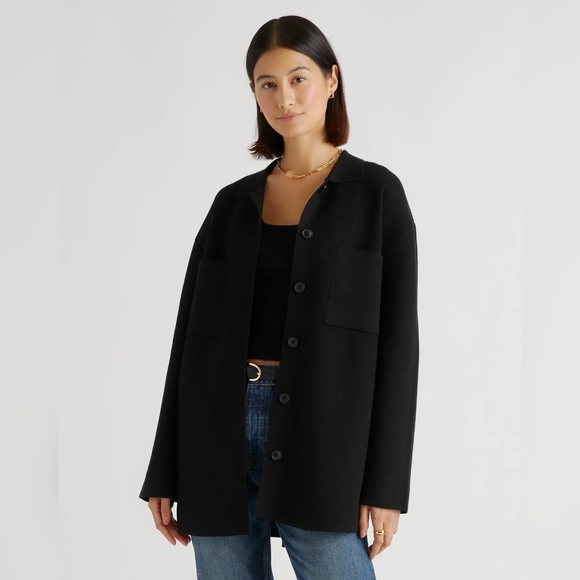 NEW Quinc Eco-Knit Milano Stitch Oversized Shirt Jacket Black Sz M - Picture 6 of 11